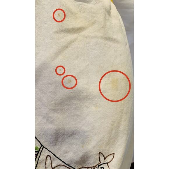 Vintage Apron For Women White Yellow Half Hand Embroidery Handmade Donkey Cart - Picture 2 of 12